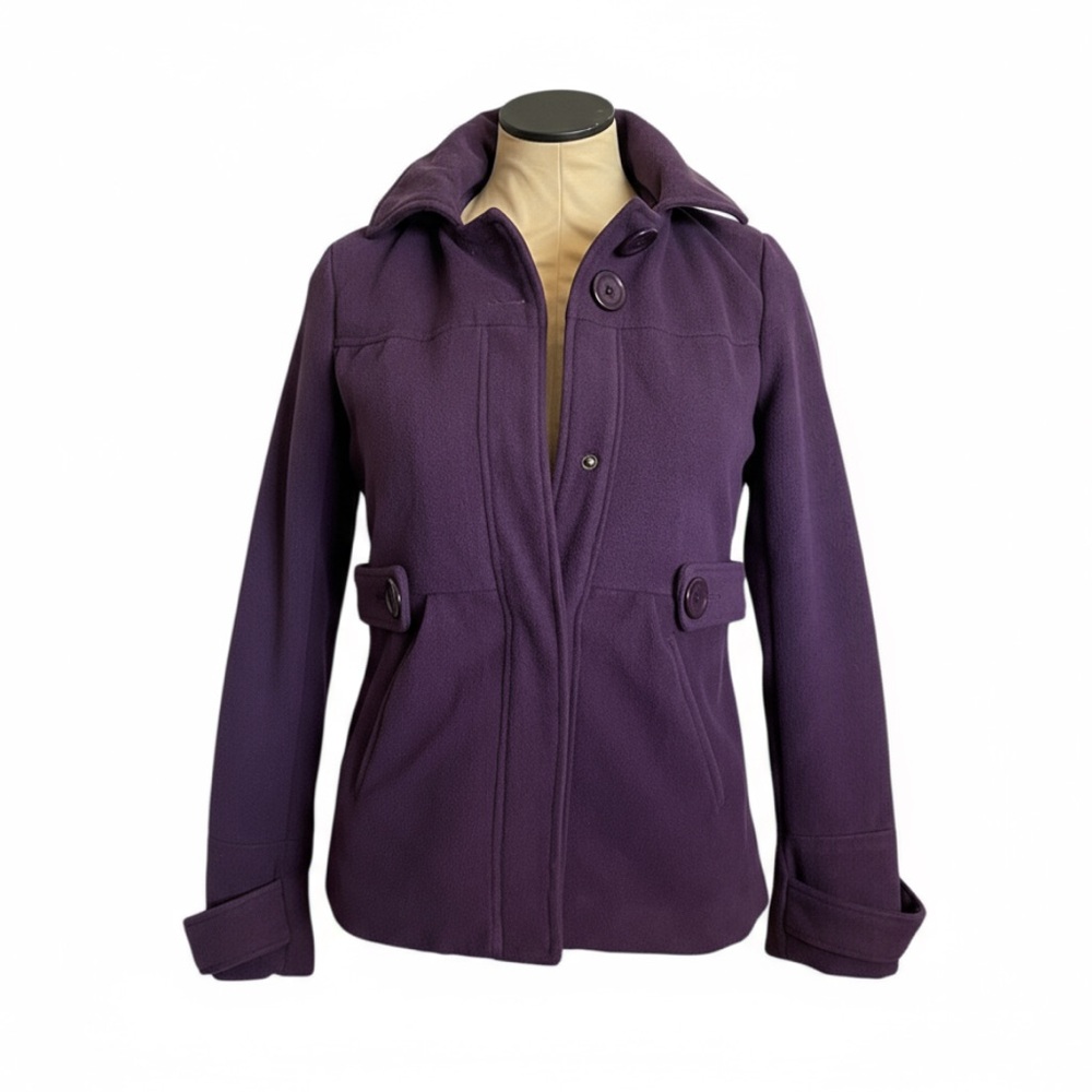Junior’s Purple Pea Coat Jacket - Picture 2 of 10